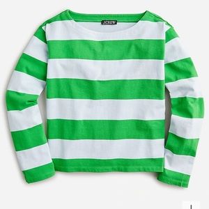 NWT J Crew Rugby Kelly Green Stripes Boat Neck Top